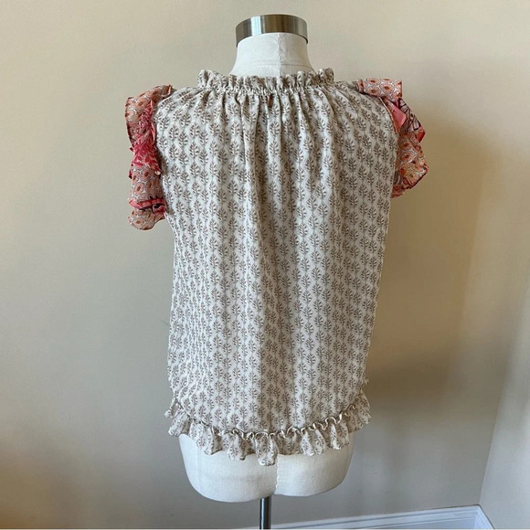 Misa Los Angeles flutter sleeve pattern mix top 17927 - Picture 9 of 12